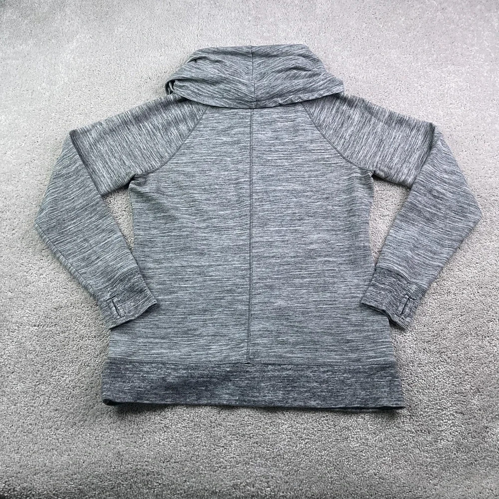 LL Bean Sweatshirt Womens Medium Grey Heathered Cozy Cowl Neck Thumbholes